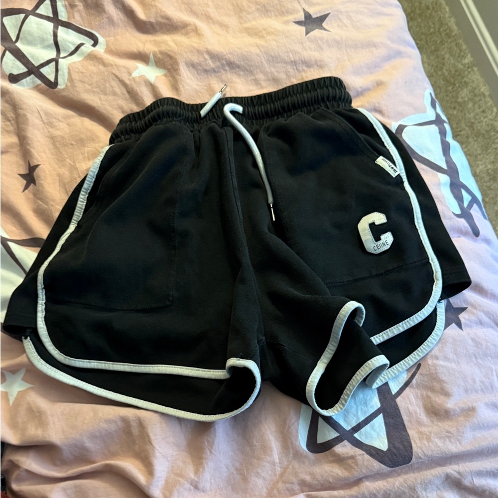 Black Athletic Shorts with White Trim